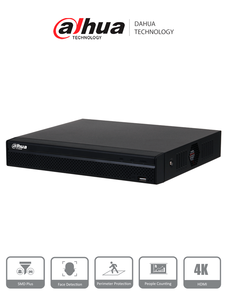 DAHUA DHI-NVR4108HS-8P-4KS3 NVR de 8 MP / 4k / 8 canales IP/ 8 puertos PoE/ Rendimiento de 160 mbps/ H.265+/ 1 Bahía para disco duro/ Soporta cámaras WizSense/ HDMI 4K & VGA/ #LoNuevo